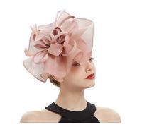 VCSZYAFX Chapeau De Mariage Coiffe de mariée en sinamay, accessoires for cheveux, fleur, plumes, bandeau, couvre-chef for femme(Nude Pink)