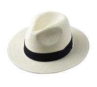 VCSZYAFX Chapeau de Paille Pliable à Grande tête for Hommes, Chapeau de Cowboy d'été en Plein air, Chapeaux de Soleil de Plage de Sable, Chapeau Fedora pour Femme(White,61cm-64cm)