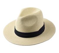 VCSZYAFX Chapeau de Paille Pliable à Grande tête for Hommes, Chapeau de Cowboy d'été en Plein air, Chapeaux de Soleil de Plage de Sable, Chapeau Fedora pour Femme(Cream-Coloured,61cm-64cm)