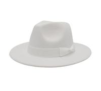 VCSZYAFX Chapeau Fedora À Large Bord for Femme, Couleur Unie, Style Jazz, Idéal for Une Fête De Mariage Ou Église, Collection Automne-Hiver(White,59-61cm)