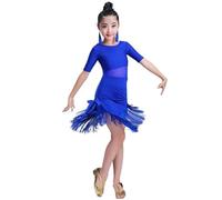 VCSZYAFX Formulaire de notation for la compétition danse latine, combinaison d'entraînement à manches courtes Convient pour les danses latines et le cha-cha(Blue,130)