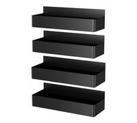VCSZYAFX Lot de 4 étagères magnétiques à épices en plastique noir for réfrigérateur, accessoires cuisine fixer sur le côté du Convient aux réfrigérateurs et aux surfaces métall