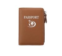 VCSZYAFX Porte-Passeport Ultra-Mince blindé RFID, Portefeuille à Deux Volets, étui Multifonctionnel Motif Litchi, Accessoire de Voyage Unisexe pour Billets, Argent, Cartes(Brown)