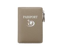 VCSZYAFX Portefeuille for Passeport RFID Multifonction transfrontalier, Clip for Billet d'avion de Voyage, Motif Litchi Portable Pratique pour Billets, Argent, Cartes(Ivory Gray)