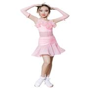 VCSZYAFX Robe de compétition danse latine for filles, tenue scène for, chacha, tango, rumba, samba Convient pour les danses latines et le cha-cha(Pink,150cm)