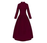 VCSZYAFX Robe de princesse médiévale rétro punk gothique cour royale for dame, bal élégant, vampire, diable, costume victorien Noël(Wine Red,XX-Large)