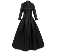 VCSZYAFX Robe de princesse médiévale rétro punk gothique cour royale for dame, bal élégant, vampire, diable, costume victorien Noël(Black,XXXL)