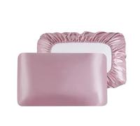 VCSZYAFX Taie D Oreiller en Soie Taie d'oreiller à Bande élastique mémoire de Forme en Soie satinée Taies Couleur Unie Housse pour Cheveux et Peau(Pink,ColorB 20X40in)