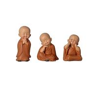 Vctitil Lot de 3 mini statues de Bouddha moine - Figurine de Bouddha rieur heureux - Statues de Bouddha pour décoration de bureau, décoration d'intérieur, tableau de bord de voiture