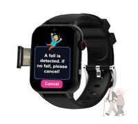 VCYEX Bracelet Alarme Personne Agee, Détection De Chute Montre Connectée, Montre GPS Appel Vocal HD Et Étanche, pour Alzheimer Et DémenceBlack,1.96 * 1.57 inch