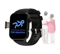 VCYEX Bracelet Alarme Personne Agee, Montre d'urgence Senior avec Détecteur De Chute, Bracelet SOS GPS, Appel Vidéo HD, pour Alzheimer Et DémenceBlack,1.96 * 1.57 inch