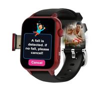 VCYEX Bracelet Alarme Personne Agee pour Personnes Âgées, Montre Connectée Senior Bouton SOS + Appel Vidéo HD pour Alzheimer Et DémenceRed,1.96 * 1.57 * 0.47inch