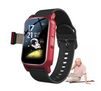 VCYEX Dispositifs D'alerte De Chute pour Personnes Âgées, Bracelet Alarme Personne Agee Montre Connectée avec Vidéo, Voix Et Message SOS, GéorepérageRed,1.25 * 0.57 * 2.22inch