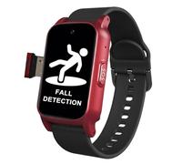 VCYEX Dispositifs D'alerte De Chute pour Personnes Âgées Personne Âgée Montre Connectée avec Détecteur De Chute Bouton SOS Appel Vidéo HD ÉtancheRed,1.25 * 0.57 * 2.22inch