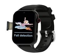 VCYEX Montre 4G pour Seniors avec Détection De Chute, Bouton SOS, GPS, Appels Vidéo HD, pour Alzheimer Et DémenceBlack,1.96 * 1.57 inch