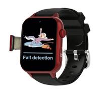VCYEX Montre 4G pour Seniors avec Détection De Chute, Bouton SOS, GPS, Appels Vidéo HD, pour Alzheimer Et DémenceRed,1.96 * 1.57 inch