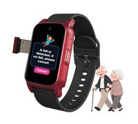 VCYEX Montre 4G pour Seniors avec Détection De Chute, Traceur Personne Âgée, Bouton SOS, Suivi GPS, Appel Bidirectionnel, pour Alzheimer Et DémenceRed,1.25 * 0.57 * 2.22inch