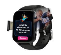 VCYEX Montre Connectée Senior Dispositifs D'alerte De Chute pour Personnes Âgées Bouton SOS d'urgence Et Appel Vidéo HD GPS pour Alzheimer Et DémenceBlack,1.96 * 1.57 * 0.47inch