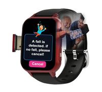 VCYEX Montre Connectée Senior Dispositifs D'alerte De Chute pour Personnes Âgées Bouton SOS d'urgence Et Appel Vidéo HD GPS pour Alzheimer Et DémenceRed,1.96 * 1.57 * 0.47inch