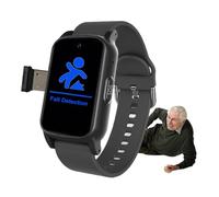 VCYEX Montre pour Personne Agée avec Détection De Chute, Montre D'appel d'urgence - pour Personnes Âgées - Bouton SOS, Bracelet De Positionnement GPS, Appels VidéoBlack,1.25 * 0.57 * 2.22inch