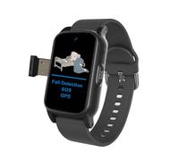 VCYEX Montre Urgence Senior, Montre avec Détection De Chute, Traceur GPS pour Personnes Âgées, Alarme SOS d'urgence, Appels Vidéo HD, Aide pour DémenceBlack,1.25 * 0.57 * 2.22inch