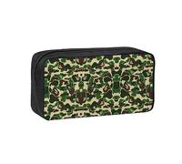 VCzsdff Aniaml Trousse à stylos en polyester avec fermeture éclair pour le travail et les déplacements Motif camouflage Vert