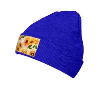 VCzsdff Beau bonnet tricoté chaud imprimé tournesol unisexe élastique pour adulte, idéal pour la maison en plein air, cadeaux casquettes bleu