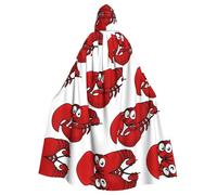 VCzsdff Cape à capuche en polyester pour adulte avec imprimé homard rouge, robe à capuche d'Halloween avec nœud papillon, cape de cosplay
