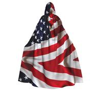 VCzsdff Cape à capuche en polyester pour adulte Drapeau américain 1, robe d'Halloween à capuche avec nœud papillon, cape de cosplay
