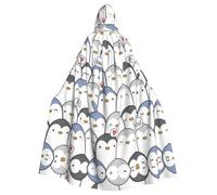 VCzsdff Cape à capuche en polyester pour adulte pingouin mignon, robe d'Halloween à capuche avec nœud papillon, cape de cosplay