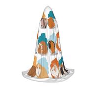 VCzsdff Cape à capuche gothique médiévale avec illustration de cochon d'Inde pour adolescents - Costume de renaissance, foire, théâtre