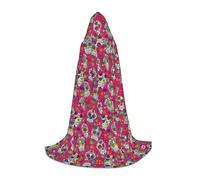 VCzsdff Cape à capuche gothique médiévale avec tête de mort et feuilles vertes pour adolescents - Costume de renaissance, foire, théâtre