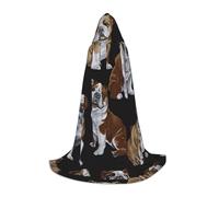 VCzsdff Cape à capuche pour adolescents avec motif bouledogue anglais gothique médiéval pour cosplay, renaissance, foire, théâtre