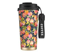 VCzsdff Colorful Peach Gobelet à café isotherme avec couvercle anti-fuite, tasse de voyage en acier inoxydable 316 avec dragonne