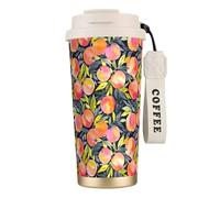 VCzsdff Colorful Peach Gobelet à café isotherme avec couvercle anti-fuite, tasse de voyage en acier inoxydable 316 avec dragonne