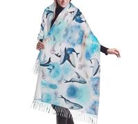VCzsdff Écharpe élégante avec imprimé baleine de mer et méduses pour l'automne et l'hiver, châles et écharpes de Noël pour femmes, cadeau pour toutes les saisons