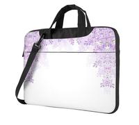 VCzsdff Encadrement de fleurs lilas en fleur imprimé résistant aux chocs pour ordinateur portable sac à bandoulière en tissu Oxford rembourré pour ordinateur portable pour voyage, Noir , 15.6 inch