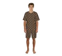 VCzsdff Ensemble de nuit d'été imprimé castor pour homme, chemise riche imprimée avec short élastique, cadeau léger, Noir , XL