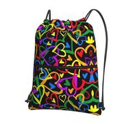 VCzsdff Gay Pride Sac à dos léger et pliable avec cordon de serrage et poche zippée pour randonnée Motif arc-en-ciel