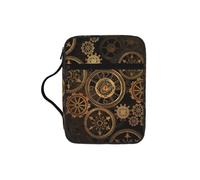 VCzsdff Gears Clock Sac de rangement en bronze avec inscription en anglais Century Printed Scripture, résistant à l'eau, étui d'étude de culte d'église