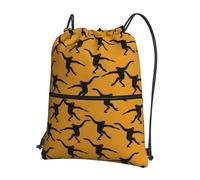 VCzsdff Gibbon Sac à dos léger et pliable avec cordon de serrage et poche à fermeture éclair pour randonnée Noir