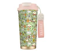 VCzsdff Gobelet à café isotherme en acier inoxydable 316 avec couvercle anti-fuite, motif cochon d'Inde et dragonne