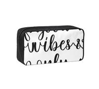 VCzsdff Good Vibes Only Trousse à stylos imprimée spacieuse et durable avec fermeture éclair en polyester pour le travail, les trajets