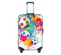 VCzsdff Housse de bagage colorée avec impression football lavable et anti-rayures pour valises de 45,7 à 81,3 cm, blanc, XL