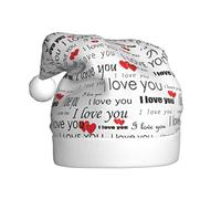VCzsdff I Love You Mots avec cœurs imprimés Unisexe Adulte Cérémonie annuelle 1 Pcs Bandeau de Noël Décoration Arbre de Noël Bonhomme de neige Père Noël Chapeau
