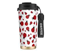 VCzsdff Ladybug Gobelet à café isotherme avec couvercle anti-fuite, tasse de voyage en acier inoxydable 316 avec dragonne
