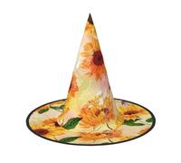 VCzsdff Magnifique chapeau de sorcière en tissu Oxford pour Halloween, motif tournesol, pour cosplay, Halloween, léger, 33 cm de haut