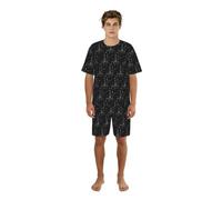 VCzsdff Nuit Paris Tour Eiffel Imprimée Summer Sleep Set pour Homme, Chemise Riche Imprimée avec Short Élastique, Cadeau Léger Vêtement de détente, Noir , L