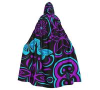 VCzsdff Papillon sur une belle fleur adulte cape à capuche en polyester, robe d'Halloween à capuche avec nœud papillon, cape de cosplay