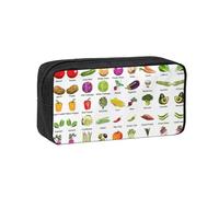 VCzsdff Présentation de divers légumes imprimés trousse à stylos spacieuse organisateur de papeterie durable sac à fermeture éclair pochette en polyester pour le travail universitaire voyage